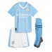 Lacne Dětský Futbalové dres Manchester City Erling Haaland #9 2023-24 Krátky Rukáv - Domáci (+ trenírky)